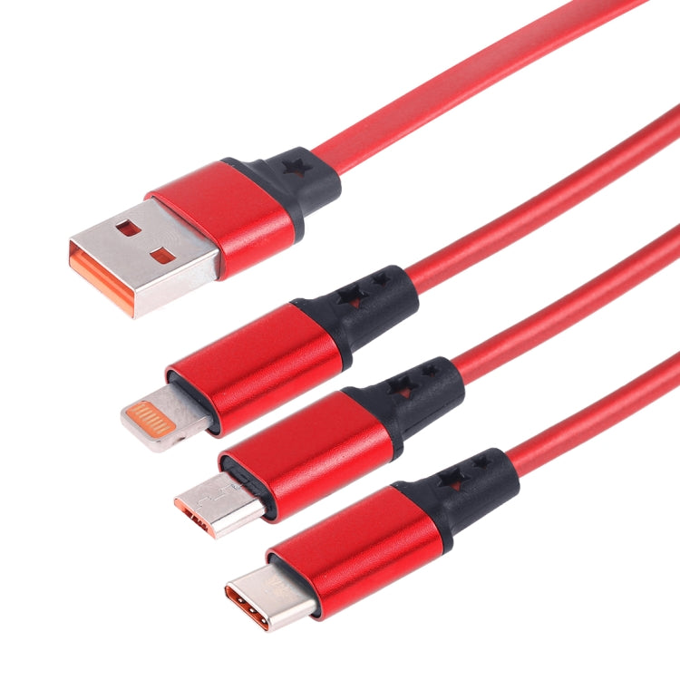 1.2m 3イン1 USBからUSB-C / Type-C＋8ピン＋Micro USB伸縮データ同期充電ケーブル