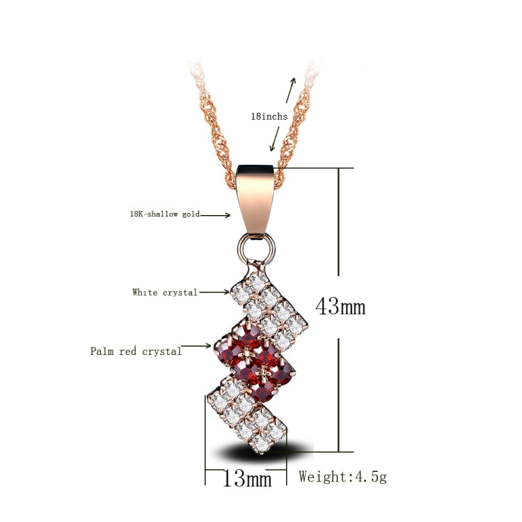 18Kゴールドメッキ不規則幾何学クリスタルペンダントネックレス 女性用、43*13mm、レッド、ブルー