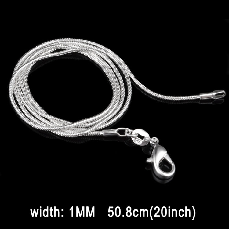 1MM 個性派 ファッション シルバーメッキ スネークボーンチェーン（シルバー 長さ:20インチ）、長さ:20インチ