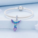 BSC880 S925スターリングシルバー カラフルグラデーション フェニックス ペンダント アクセサリー DIY ブレスレットビーズ, BSC880