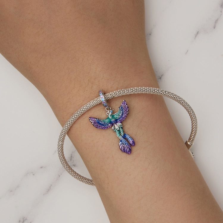 BSC880 S925スターリングシルバー カラフルグラデーション フェニックス ペンダント アクセサリー DIY ブレスレットビーズ, BSC880