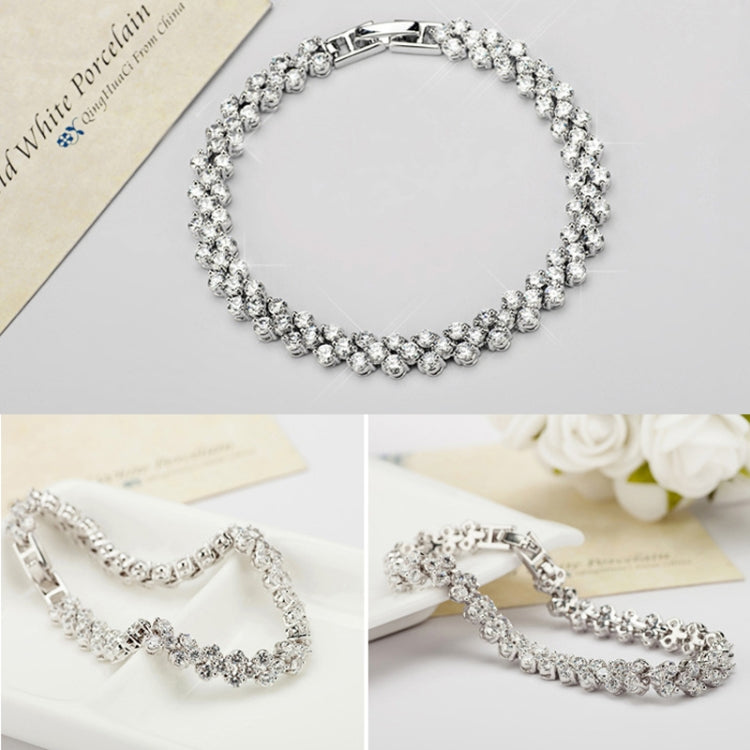 17cm ファッションジルコン装飾ローマンブレスレット プラチナメッキブレスレットジュエリー 17cm