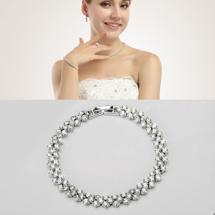 18cm ファッションジルコン装飾ローマンブレスレット プラチナメッキブレスレットジュエリー 18cm