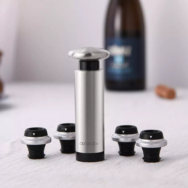 オリジナル Xiaomi Youpin CircleJoy ステンレス赤ワイン保存ストッパーセット、スタイル：1ポンプに4ストッパー、1ポンプに4ストッパー