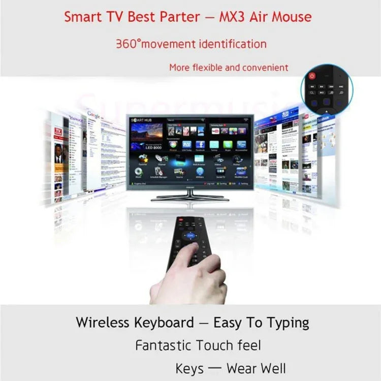 MX3-M エアマウス ワイヤレス 2.4G リモコン キーボード マイク付き Android TVボックス / ミニPC対応 マイク付きエアマウス