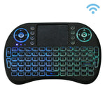2.4GHz ミニ i8 ワイヤレス QWERTY キーボード カラフルバックライト＆タッチパッド＆マルチメディアコントロール付き PC、Android TV BOX、X-BOX プレーヤー、スマートフォン用 カラフルバックライト変更可能