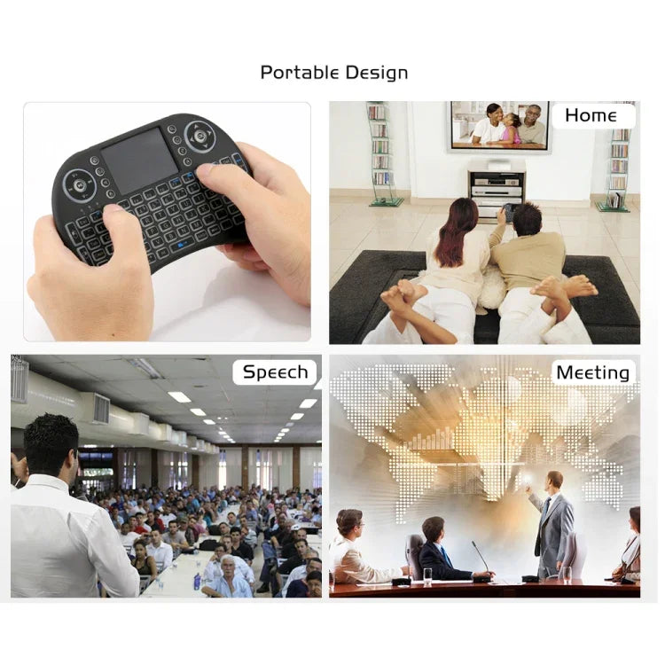 2.4GHz ミニ i8 ワイヤレス QWERTY キーボード カラフルバックライト＆タッチパッド＆マルチメディアコントロール付き PC、Android TV BOX、X-BOX プレーヤー、スマートフォン用 カラフルバックライト変更可能