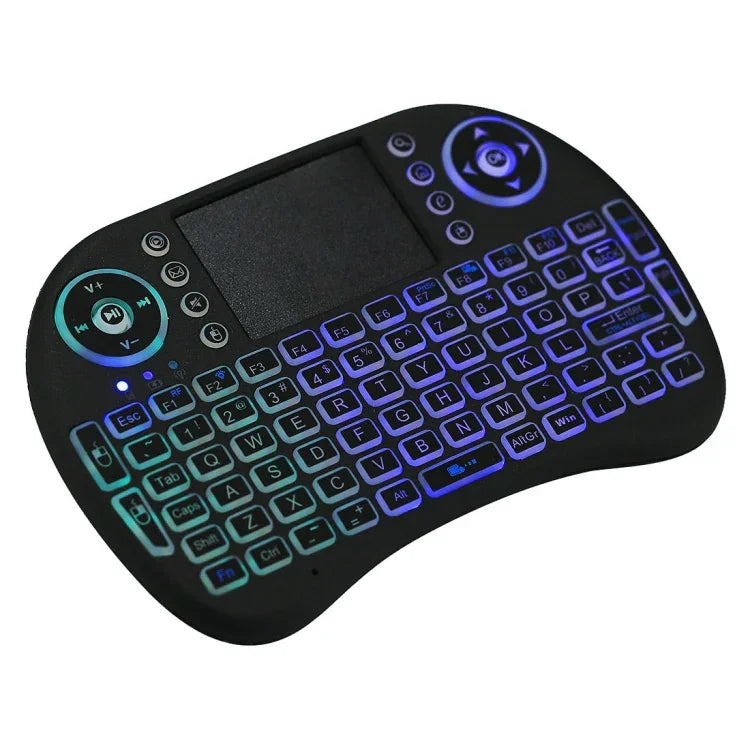2.4GHz ミニ i8 ワイヤレス QWERTY キーボード カラフルバックライト＆タッチパッド＆マルチメディアコントロール付き PC、Android TV BOX、X-BOX プレーヤー、スマートフォン用 カラフルバックライト変更可能