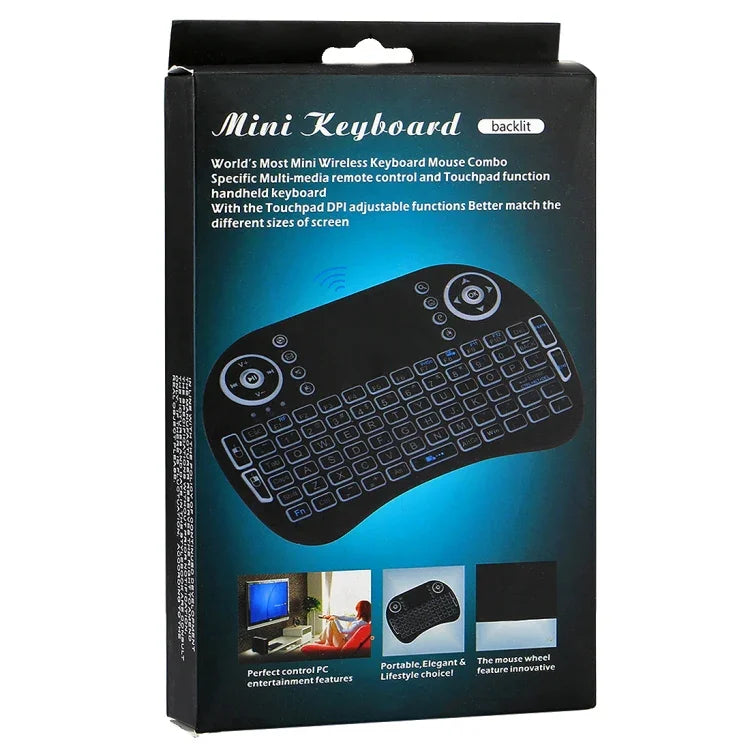 2.4GHz ミニ i8 ワイヤレス QWERTY キーボード カラフルバックライト＆タッチパッド＆マルチメディアコントロール付き PC、Android TV BOX、X-BOX プレーヤー、スマートフォン用 カラフルバックライト変更可能
