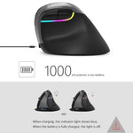 DELUX M618 ミニ 2.4G ワイヤレス 2400DPI USB 充電式 エルゴノミクス縦型マウス、M618 グレー