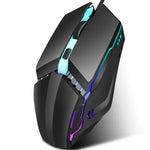 HXSJ S200 USB2.0 1600dpi 調整可能 4キー カラフル発光有線ゲーミングマウス、長さ：1.5m