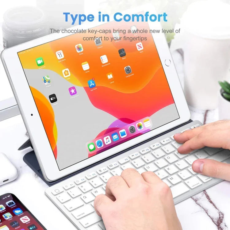 WB-8022 iPad、Samsung、Huawei、Xiaomi、タブレットPCまたはスマートフォン用超薄型ワイヤレスBluetoothキーボード、フランス語キー、フランス語キー