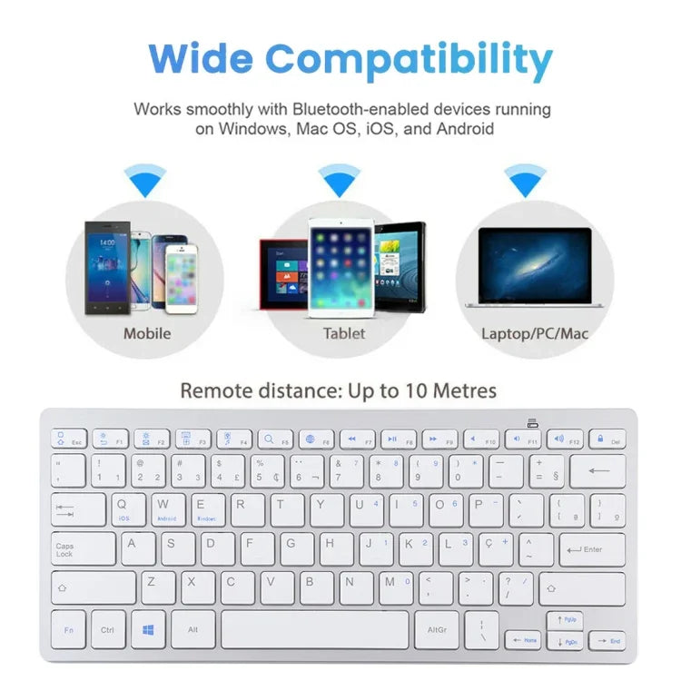 WB-8022 超薄型ワイヤレスBluetoothキーボード、ポルトガル語キー、ポルトガル語キー