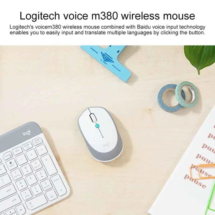 Logitech Voice M380 4ボタンスマート音声入力ワイヤレスマウス、M380