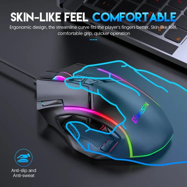 MKESPN X15 フルスピード 12800DPI 12ボタンマクロ定義 RGB 有線マウス、x15