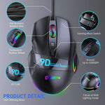 MKESPN X10 9ボタン RGB 有線フルスピードマクロ定義ゲーミングマウス、フルスピードマクロ定義