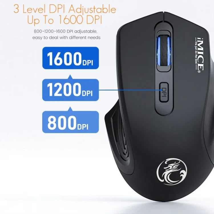 iMICE G-1800 充電式 4ボタン 1600 DPI 2.4GHz 静音ワイヤレスマウス コンピュータPCノートパソコン用