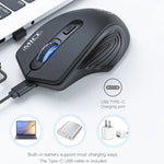 iMICE G-1800 充電式 4ボタン 1600 DPI 2.4GHz 静音ワイヤレスマウス コンピュータPCノートパソコン用