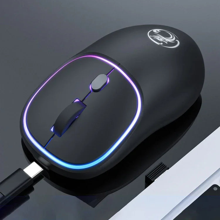 iMICE W-618 充電式 4ボタン 1600 DPI 2.4GHz Bluetooth 静音ワイヤレスマウス コンピュータPCノートパソコン用、W-618 2.4GHz & Bluetooth