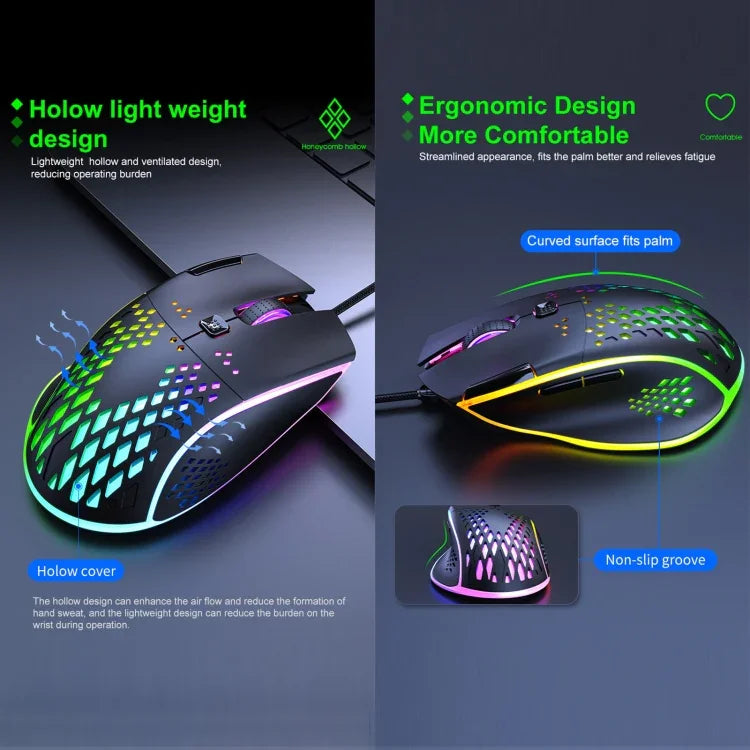 iMICE T97 ゲーミングマウス RGB LEDライト USB 7ボタン 7200 DPI 有線ゲーミングマウス
