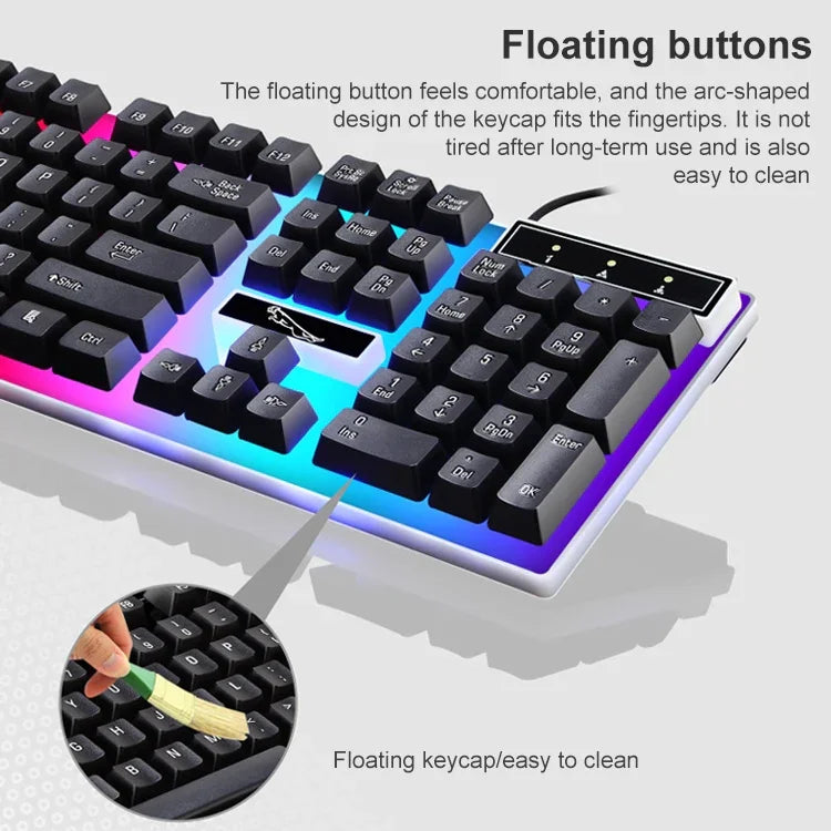 ZGB G21 発光有線キーボード＋マウスセット、G21（ブラック）