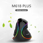 DELUX M618 Plus RGB 有線光学マウス エルゴノミクス垂直マウス 4000DPI、有線4000DPI