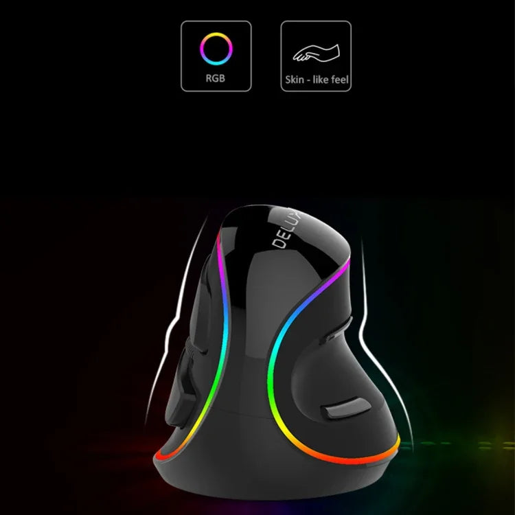 DELUX M618 Plus RGB 有線光学マウス エルゴノミクス垂直マウス 4000DPI、有線4000DPI