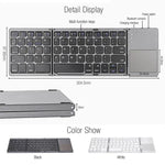 B033 充電式3つ折り64キー Bluetooth ワイヤレスキーボード タッチパッド付き、3つ折り64キー タッチパッド付き ホワイト