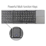 B033 充電式3つ折り64キー Bluetooth ワイヤレスキーボード タッチパッド付き、3つ折り64キー タッチパッド付き ホワイト