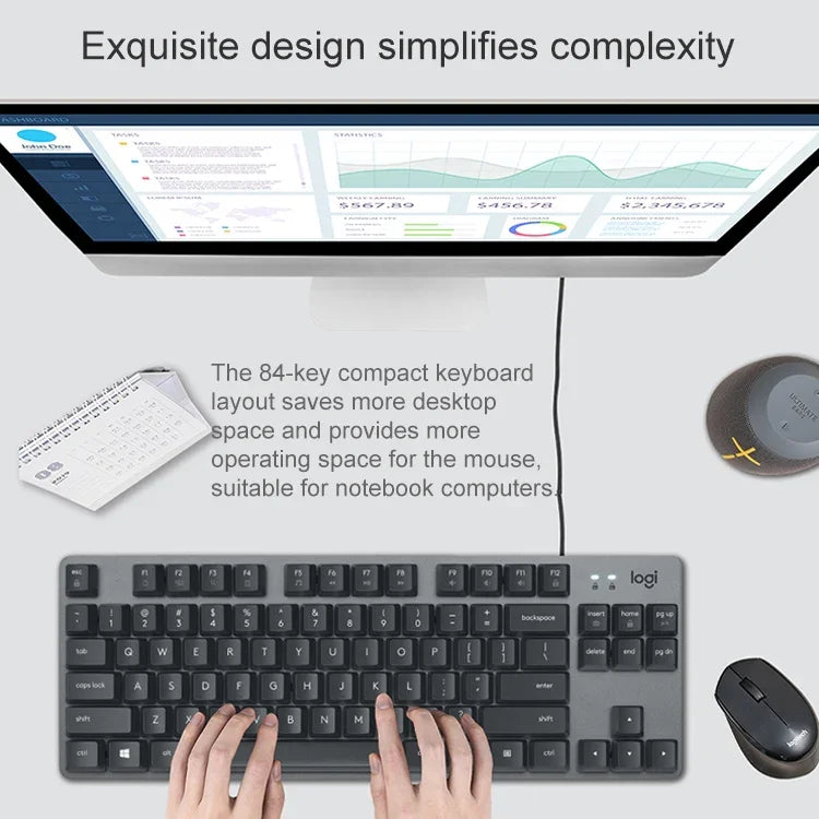 Logitech K835 ミニメカニカル有線キーボード、グリーン軸、グリーン軸