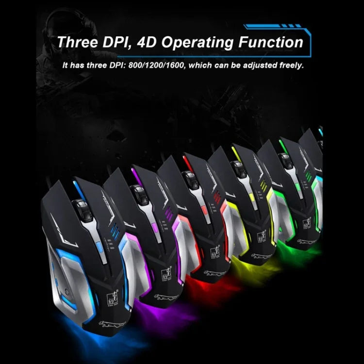 Chasing Leopard K1 USB 1600DPI 3段階調整可能 LEDバックライト静音有線光学ゲーミングマウス、長さ：1.3m