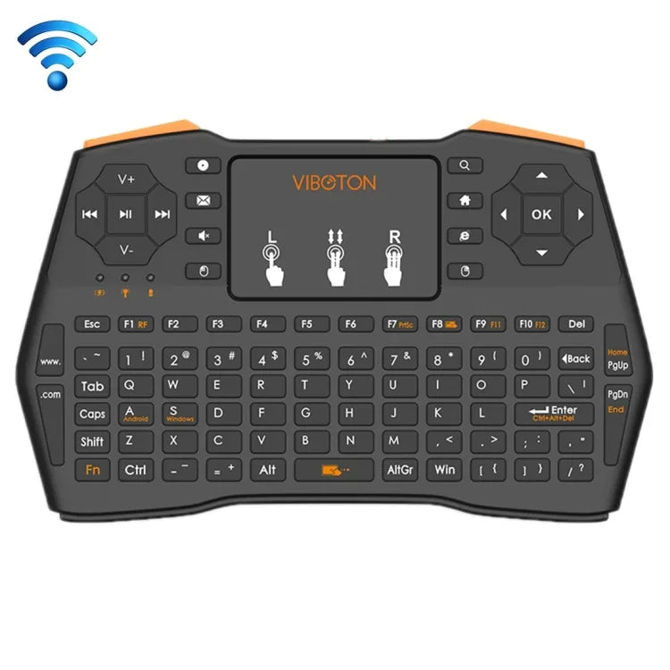 VIBOTON i8 Plus アップデート版 2.4GHz QWERT ミニ ワイヤレスキーボード タッチパッド付き TVボックス、Mi Box、コンピューター、タブレット、ノートパソコン、プロジェクター対応（ブラック）、ワイヤレスキーボード