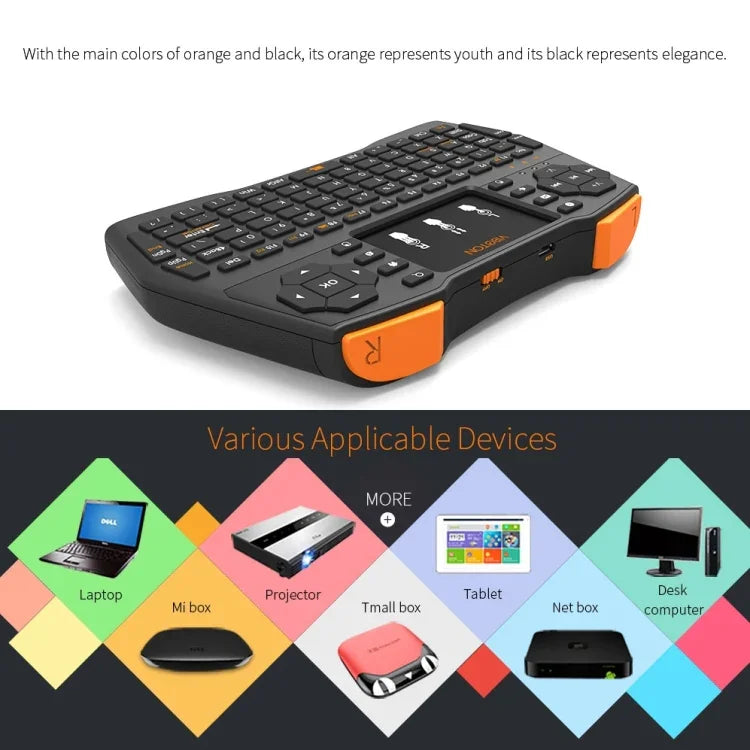 VIBOTON i8 Plus アップデート版 2.4GHz QWERT ミニ ワイヤレスキーボード タッチパッド付き TVボックス、Mi Box、コンピューター、タブレット、ノートパソコン、プロジェクター対応（ブラック）、ワイヤレスキーボード