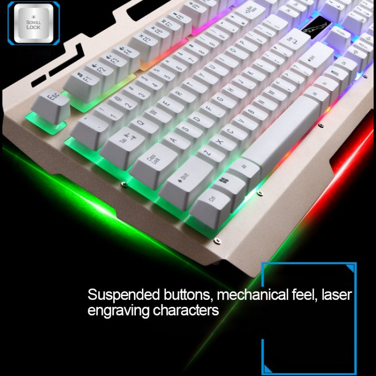 ZGB G700 104キー USB 有線 メカニカルフィール 発光メタルパネルサスペンションゲーミングキーボード スマホホルダー付き