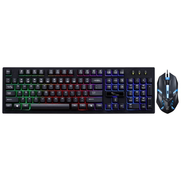 ZGB G20 1600 DPI プロフェッショナル有線 発光メカニカルフィールサスペンションキーボード + 光学マウスキット ノートパソコン PC用