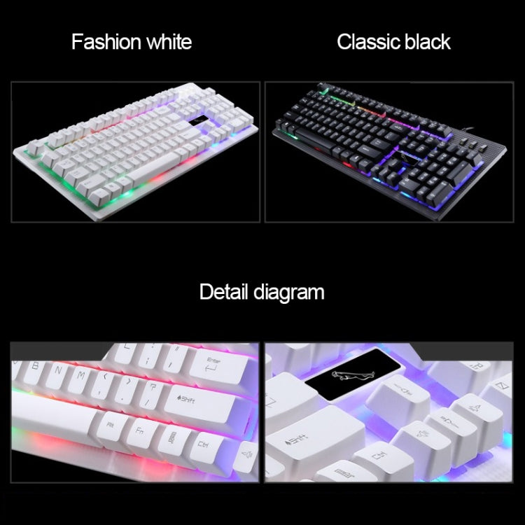 ZGB G20 1600 DPI プロフェッショナル有線 発光メカニカルフィールサスペンションキーボード + 光学マウスキット ノートパソコン PC用