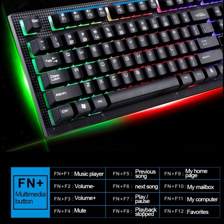 ZGB G20 1600 DPI プロフェッショナル有線 発光メカニカルフィールサスペンションキーボード + 光学マウスキット ノートパソコン PC用