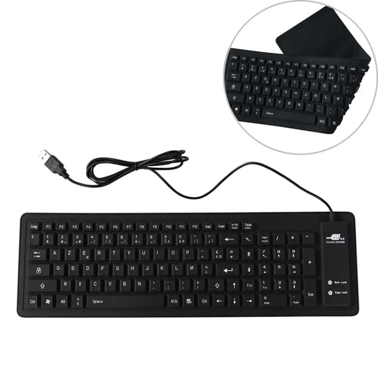 103キー フレンチ USB 有線 シリコン防水キーボード デスクトップ ノートパソコン用、ケーブル長：1.5m