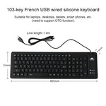 103キー フレンチ USB 有線 シリコン防水キーボード デスクトップ ノートパソコン用、ケーブル長：1.5m