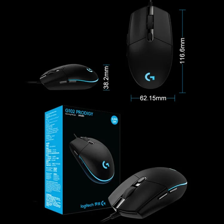 Logitech G102 6キー RGB発光 6000DPI 5段階調整有線光学ゲーミングマウス 長さ: 2m, G102, G102 (ホワイト)