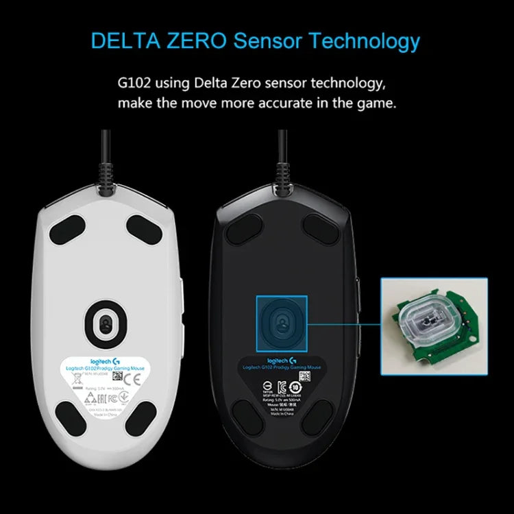 Logitech G102 6キー RGB発光 6000DPI 5段階調整有線光学ゲーミングマウス 長さ: 2m, G102, G102 (ホワイト)