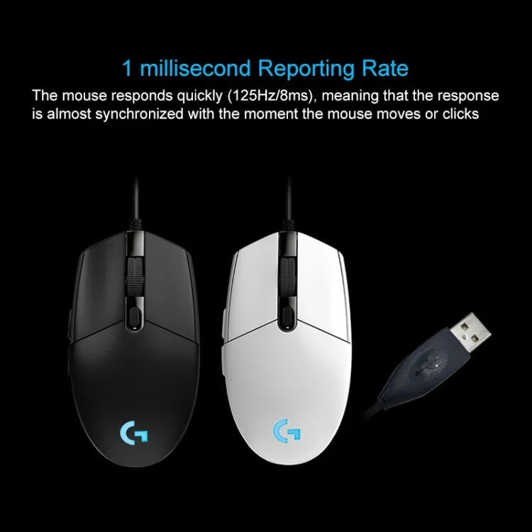 Logitech G102 6キー RGB発光 6000DPI 5段階調整有線光学ゲーミングマウス 長さ: 2m, G102, G102 (ホワイト)