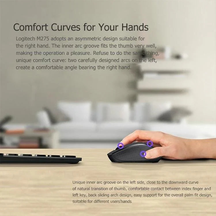 Logitech M280 2.4GHz 3キー 1000DPI ワイヤレス光学マウス ワイヤレス範囲: 10m