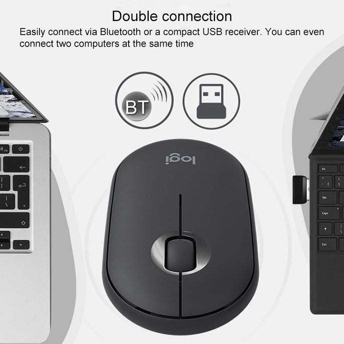 Logitech Pebble コブルストーン形状 薄型 3キー 1000DPI 静音ワイヤレス Bluetooth 光学マウス ワイヤレス範囲: 10m
