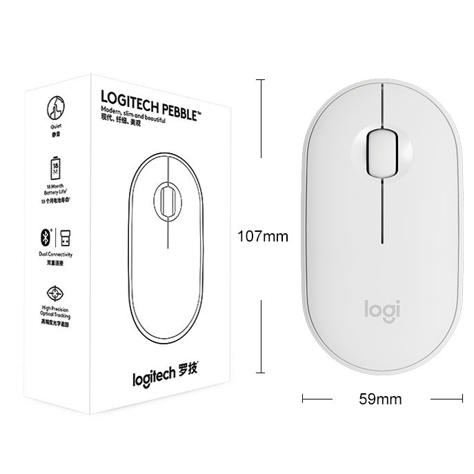 Logitech Pebble コブルストーン形状 薄型 3キー 1000DPI 静音ワイヤレス Bluetooth 光学マウス ワイヤレス範囲: 10m