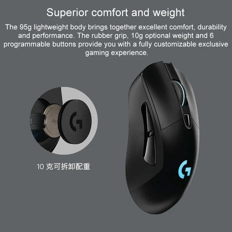 Logitech G703 LIGHTSPEED 16000 DPI 6プログラム可能ボタン HERO 16Kセンサー RGBバックライト ワイヤレス光学ゲーミングマウス