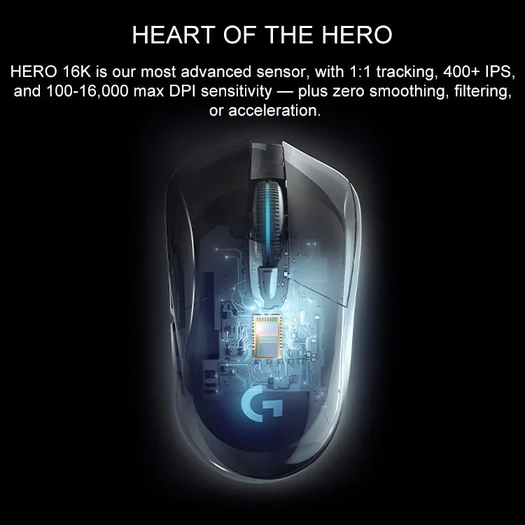Logitech G703 LIGHTSPEED 16000 DPI 6プログラム可能ボタン HERO 16Kセンサー RGBバックライト ワイヤレス光学ゲーミングマウス