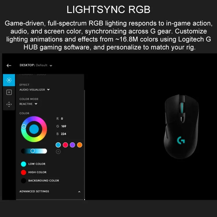 Logitech G703 LIGHTSPEED 16000 DPI 6プログラム可能ボタン HERO 16Kセンサー RGBバックライト ワイヤレス光学ゲーミングマウス