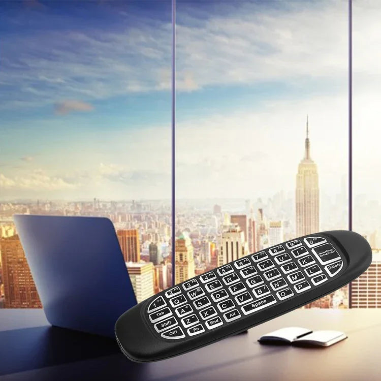 C120 バックライト エアマウス 2.4GHz ワイヤレスキーボード 3Dジャイロセンサー Androidリモコン PC、Android TVボックス/スマートTV、ゲーム機対応 ホワイトバックライトキーボード