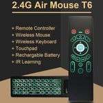 T6 Colorful Light Version Air Mouse 2.4GHz Wireless Keyboard Remote Controller with Touchpad & IR Learning for PC, Android TV Box / Smart TV, Multi-media Devices, T6